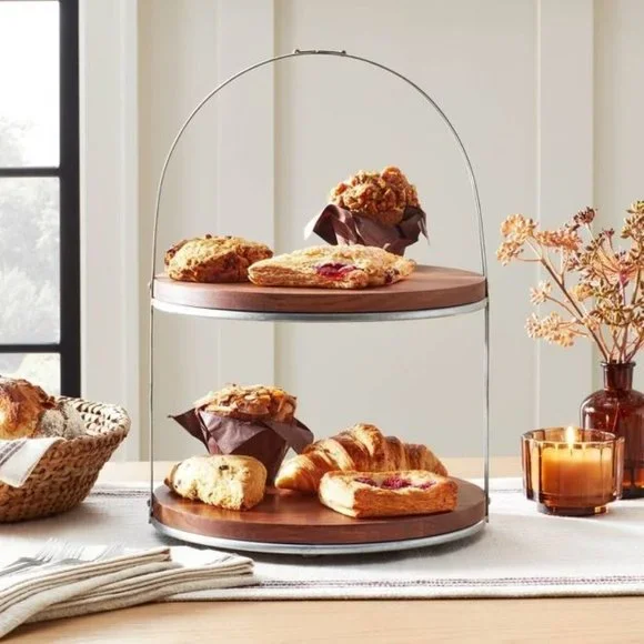 Magnolia hearth hand cake stand glass covered wooden farmhouse kitchen table dec online